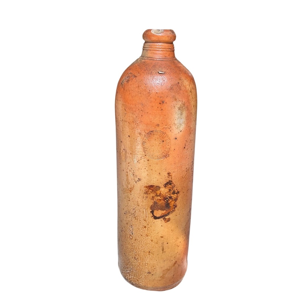 Antique Ruisdorfer Mineral-Quelle German Stoneware Bottle Clay Crock 11in